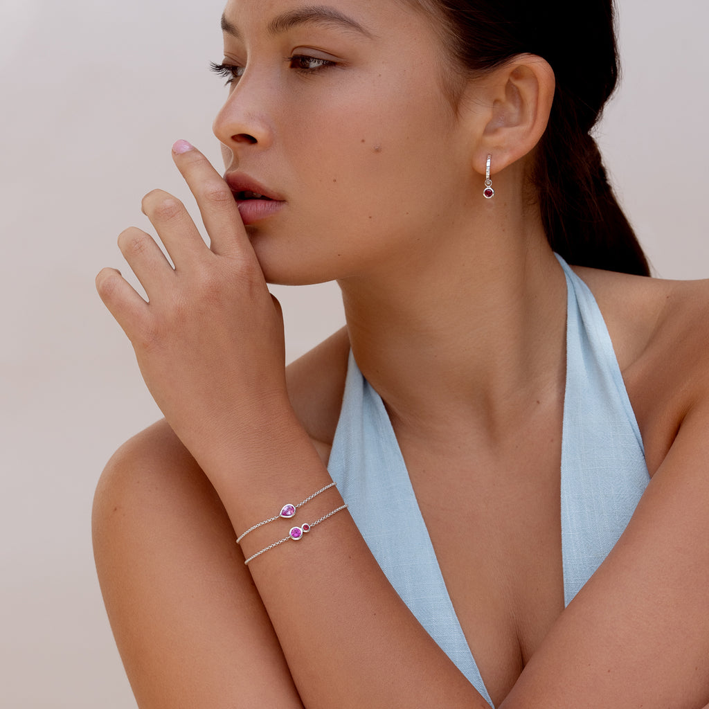 'Pinks' Tutti Frutti Duo Chain Bracelet in Sterling Silver