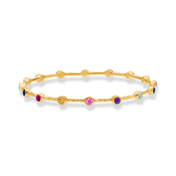     TWBG63-V-MULTI-Dower-and-Hall-Yellow-Gold-Vermeil-Round-Multi-Coloured-Array-Bangle