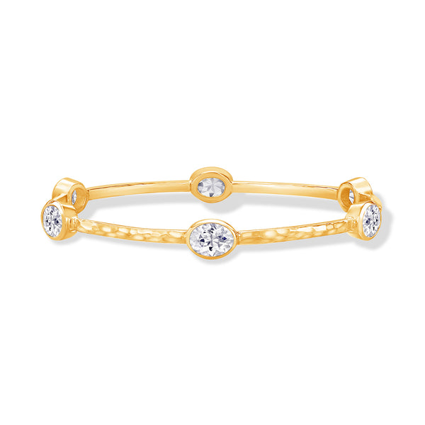    TWBG69-V-WT-Dower-and-Hall-Yellow-Gold-Vermeil-Oval-Oval-White-Topaz-Array-Bangle