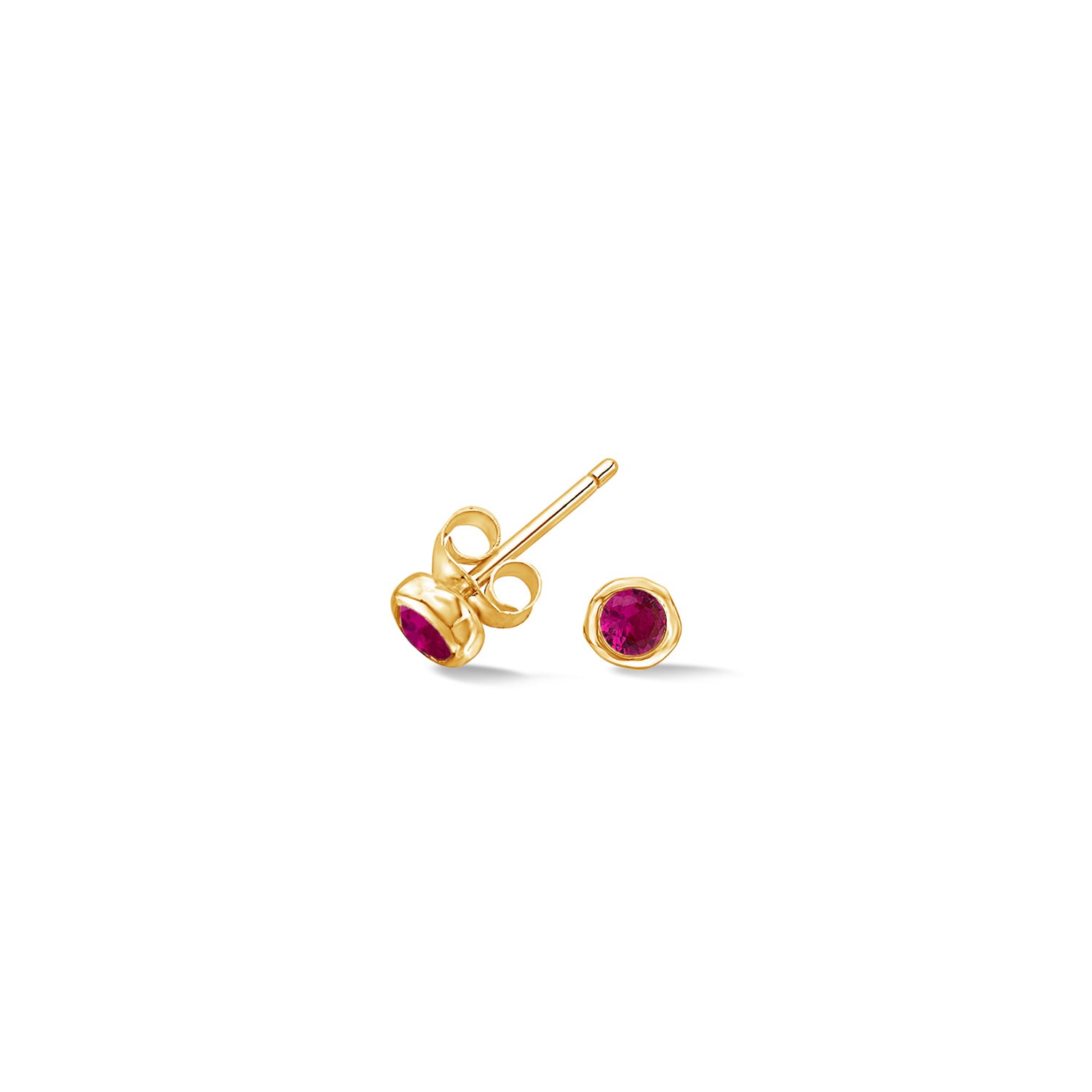 3mm Ruby Dewdrop Studs in Sterling Silver or Gold Vermeil
