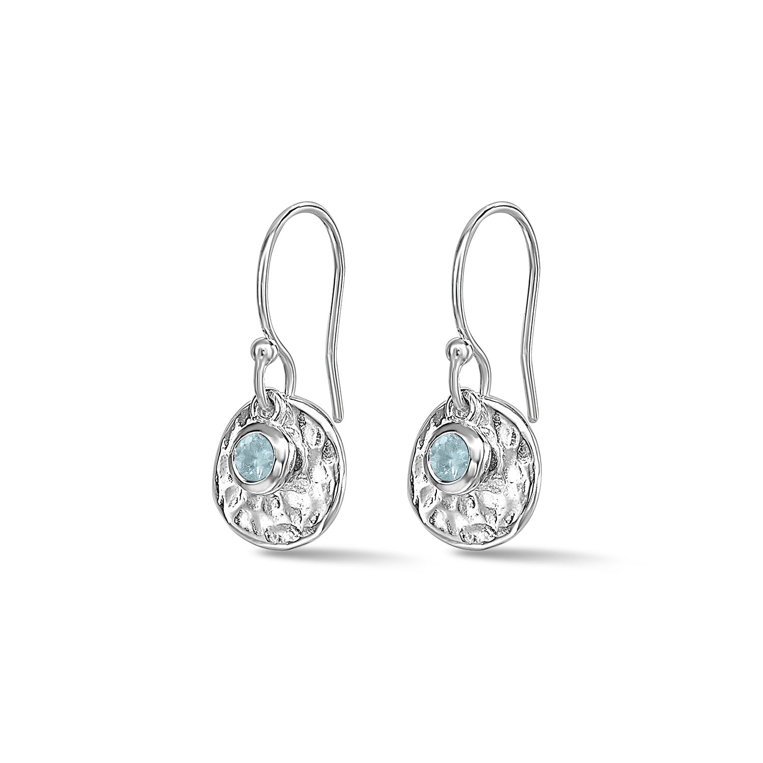 Dower & Hall Hammered Disc Aquamarine Array Earrings