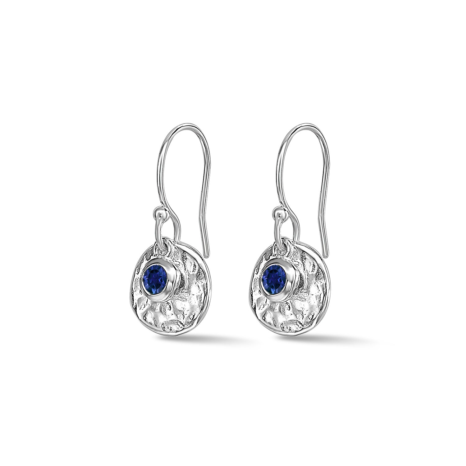 Hammered Disc & Sapphire Array Earrings