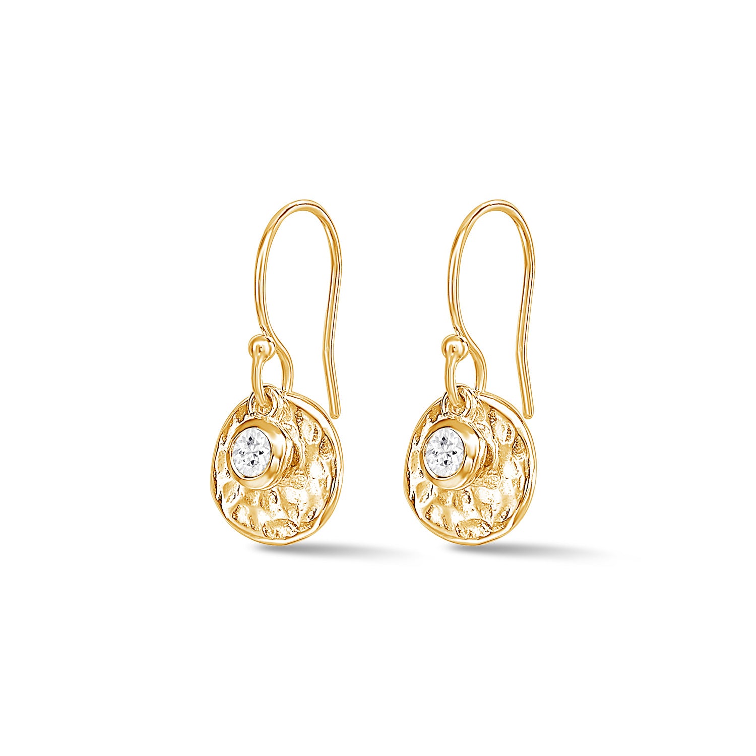 Hammered Disc &amp Sapphire Array Earrings