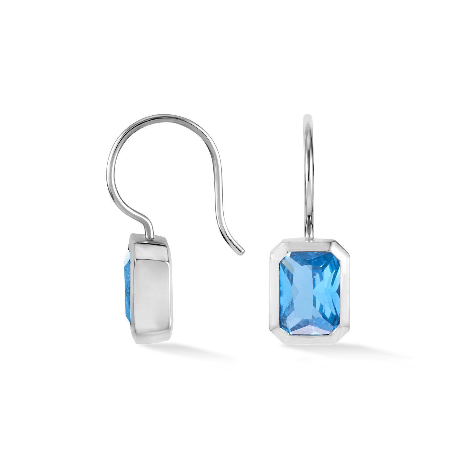 Octagon Blue Topaz Earrings