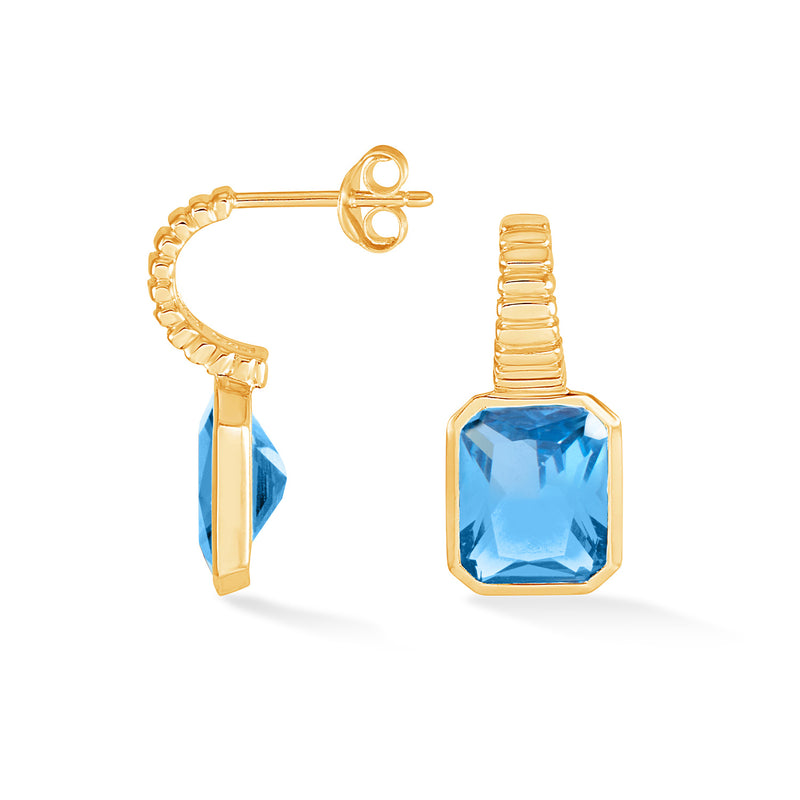 Blue Topaz Octagon Humbug Earrings