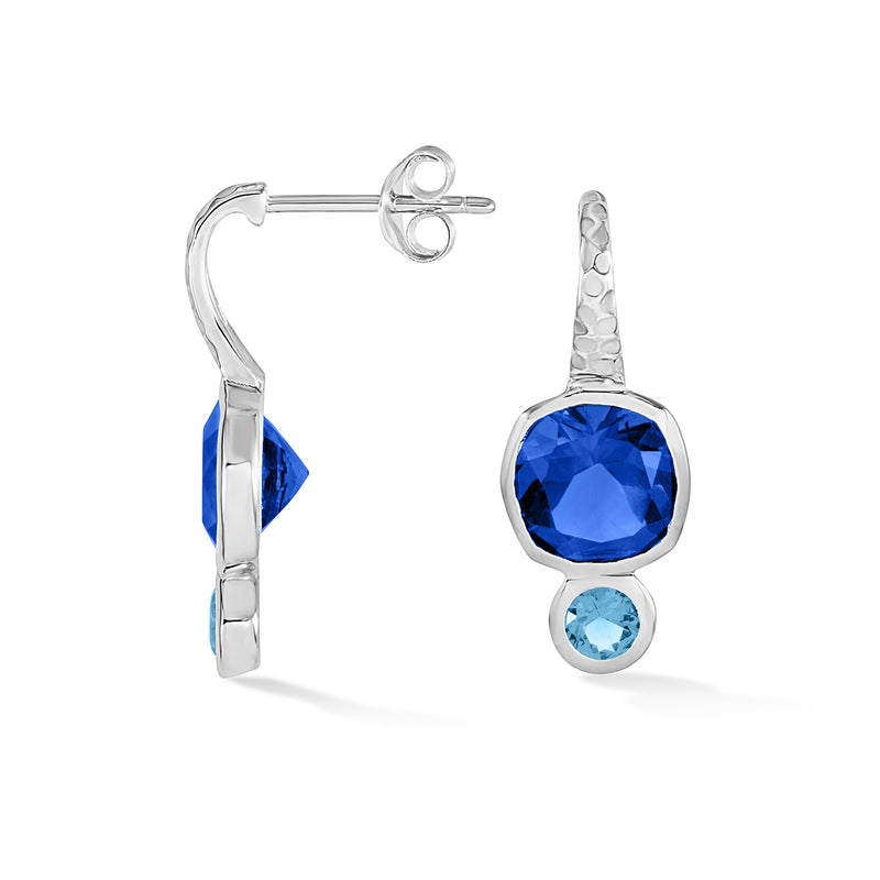 Cobalt Blue Hammered Hoop Earrings