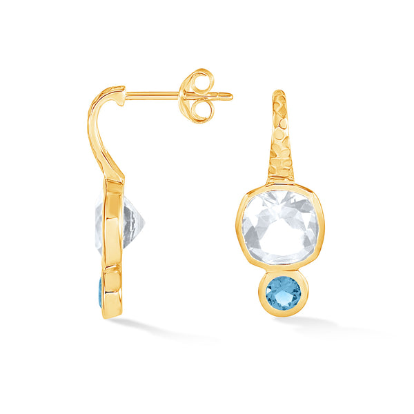 White Topaz Hammered Hoop Earrings