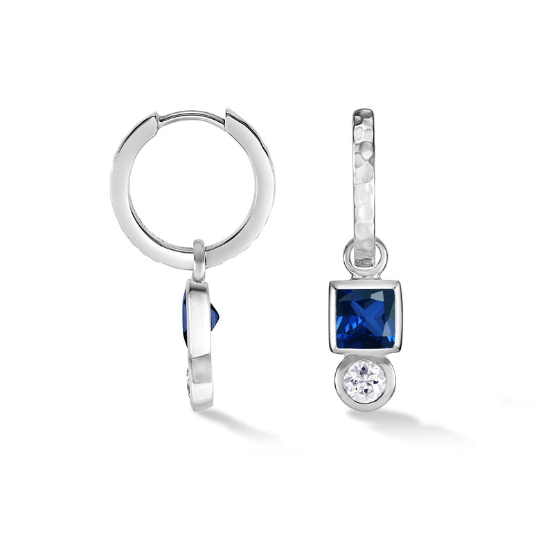 TWE36-S-COBALT-WT-Dower-and-Hall-Sterling-Silver-Square-Cobalt-Quartz-Hammered-Huggie-Hoops