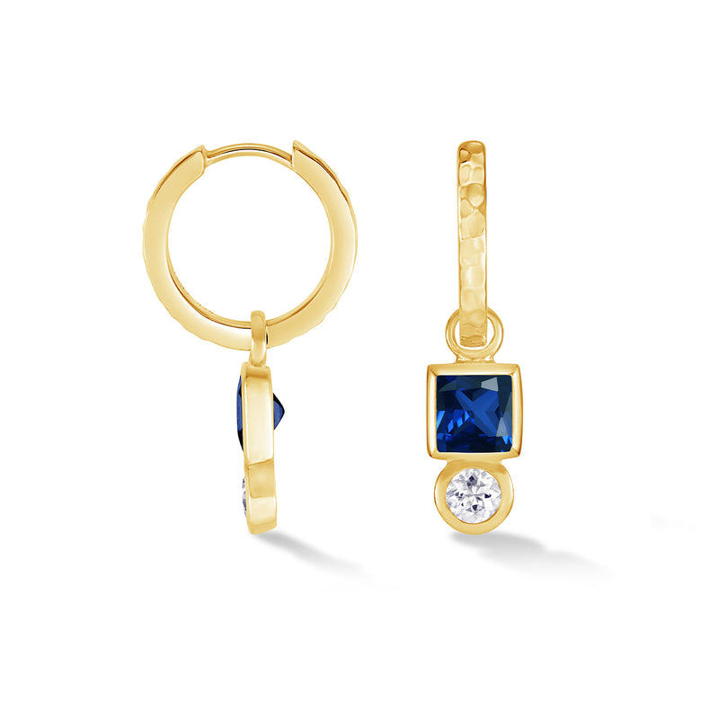 TWE36-V-COBALT-WT-Dower-and-Hall-Yellow-Gold-Vermeil-Square-Cobalt-Quartz-Hammered-Huggie-Hoops