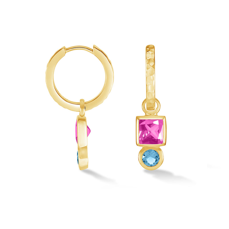 TWE36-V-PT-BT-Dower-and-Hall-Yellow-Gold-Vermeil-Square-Pink-Tourmaline-Hammered-Huggie-Hoops
