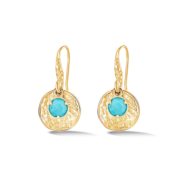 TWE42-V-TURQ-Dower-and-Hall-Yellow-Gold-Vermeil-Hammered-Disc-and-Turquoise-Array-Drop-Earrings