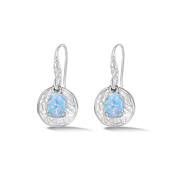     TWE43-S-OPAL-Dower-and-Hall-Sterling-Silver-Hammered-Disc-and-Opal-Array-Drop-Earrings