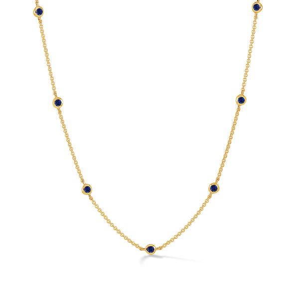 Blue Sapphire Dewdrop Chain Necklace