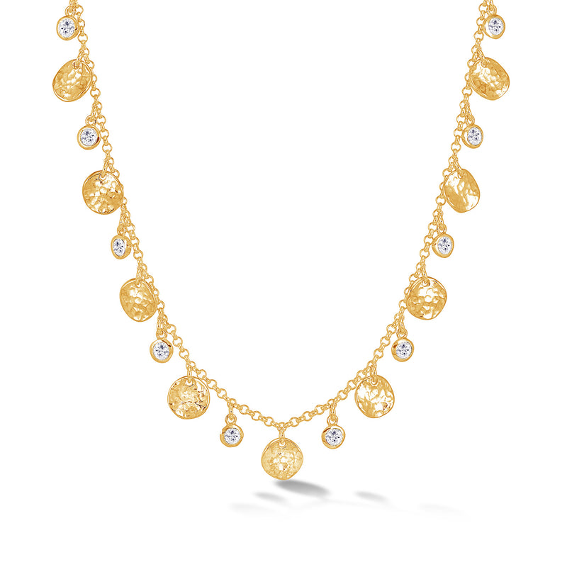 TWN41-V-WSAPP-Dower-and-Hall-Yellow-Gold-Vermeil-Hammered-Disc-and-White-Sapphire-Array-Necklace