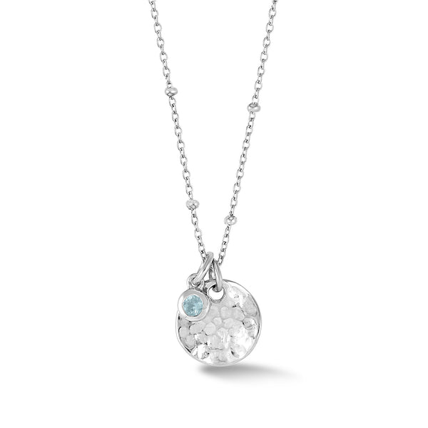     TWP20-S-AQUA-Dower-and-Hall-Sterling-Silver-Hammered-Disc-and-Aquamarine-Array-Necklace