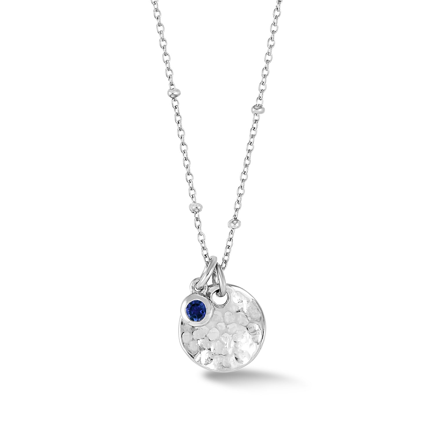 Hammered Disc & Sapphire Array Necklace