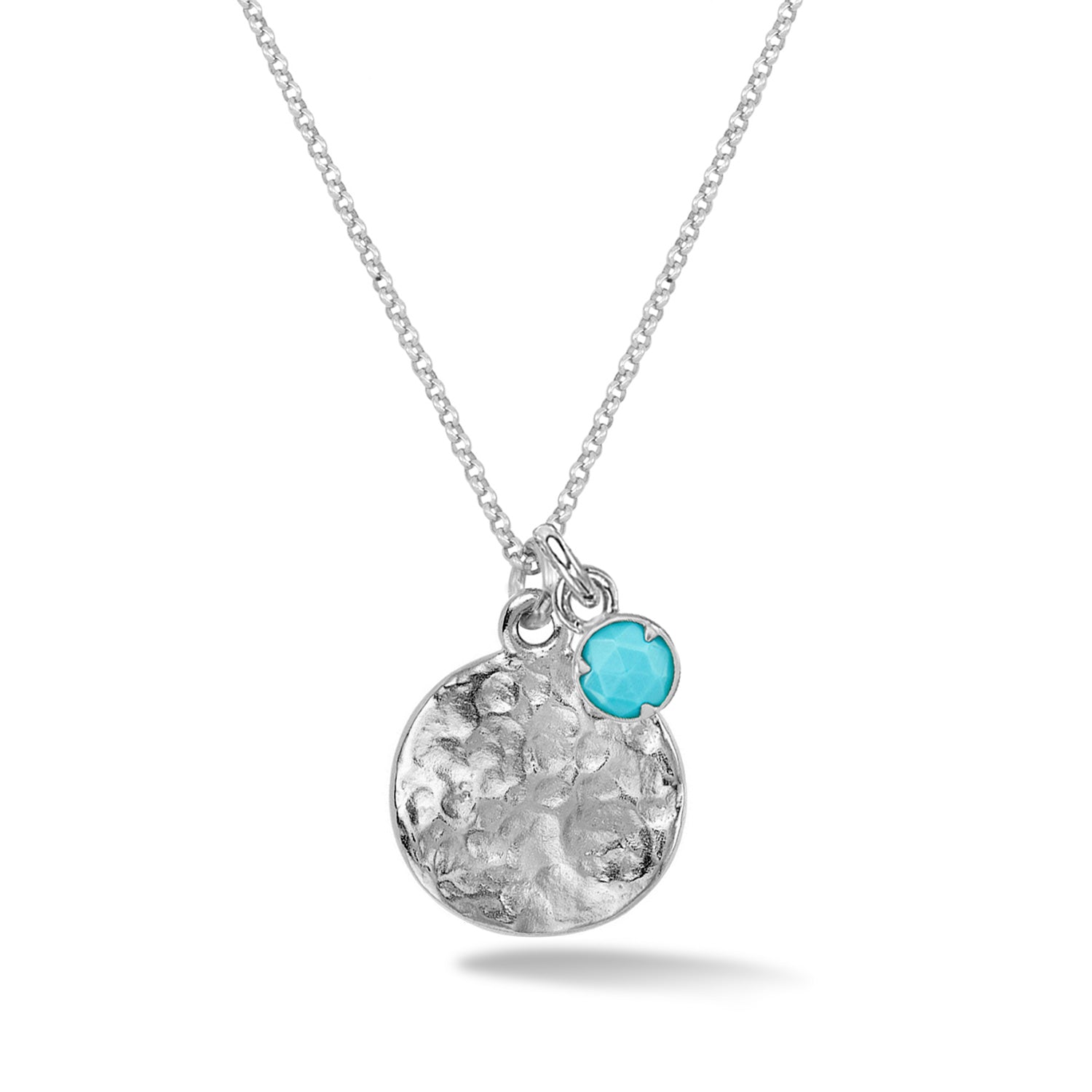 Men's Disc & 5mm Turquoise Array Pendant in Sterling Silver
