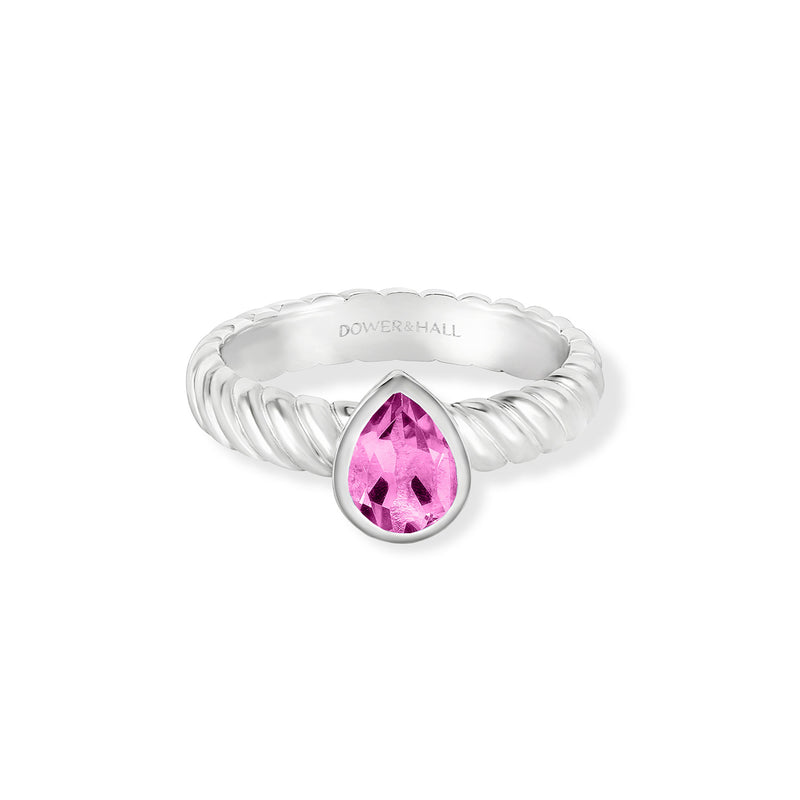 TWR87-S-PINK-Dower-and-Hall-Sterling-Silver-Pink-Topaz-Pear-Twist-Twinkle-Ring