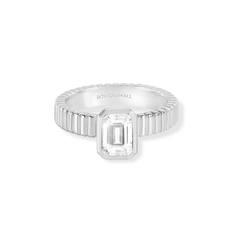 White Topaz Octagon Twist Twinkle Ring