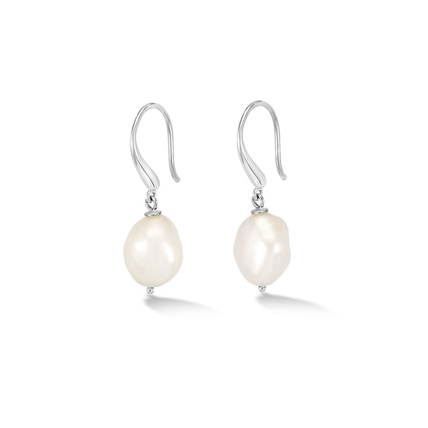 White Baroque Pearl Earrings