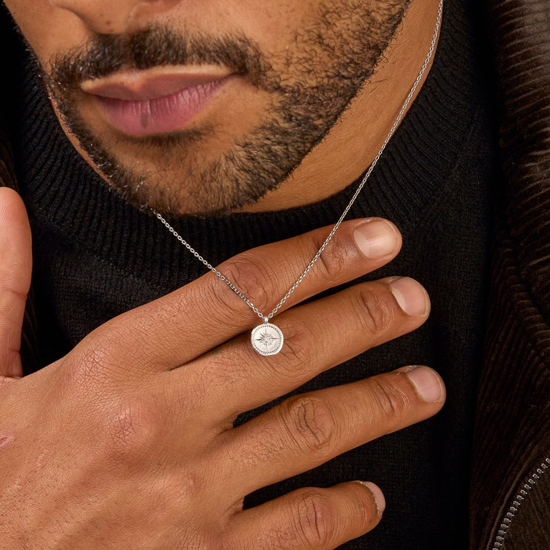 Men's 9k Gold Diamond True North Tiny Talisman Necklace