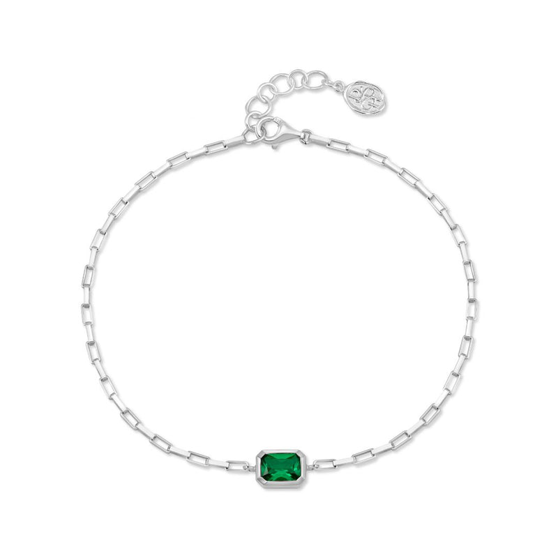Men's Green Garnet Octagon Humbug Paperclip Bracelet