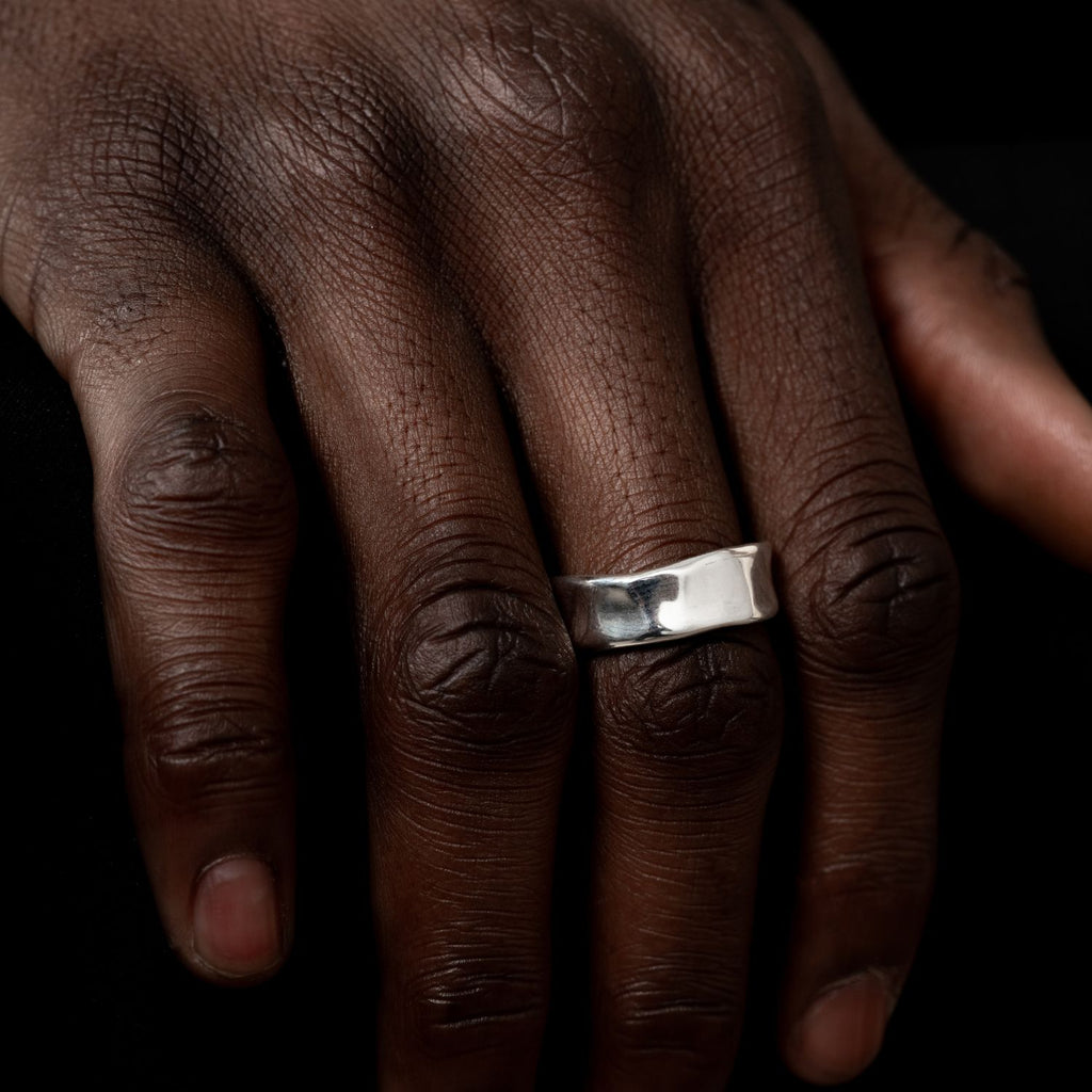 Men's Wide Waterfall Ring in Sterling Silver