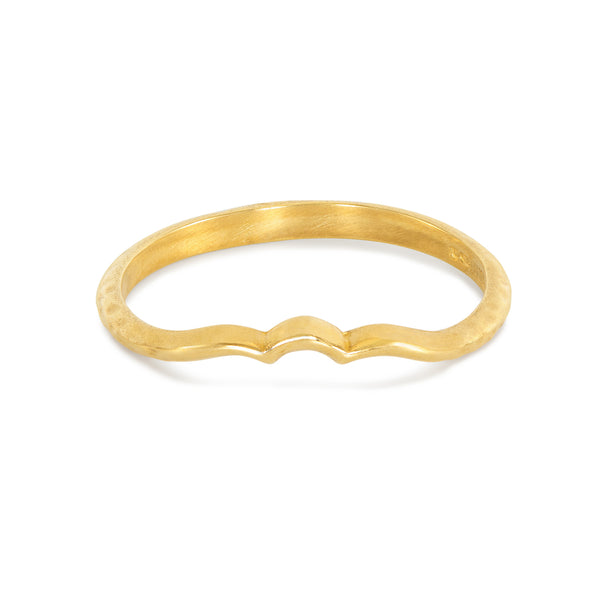 18k Gold Scalloped Wishbone Ring