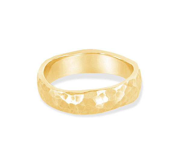 14k Gold Undulating Hammered Band Ring