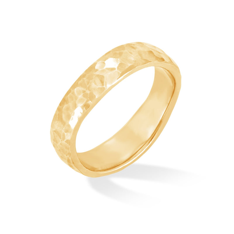 14k Gold Undulating Hammered Band Ring