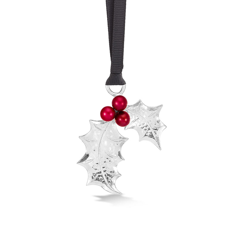     XC2022-P-Dower-and-Hall-Silver-Plated-Pewter-Holly-Christmas-Decoration-2022