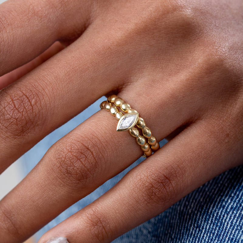 14k Marquise Bubbles Narrative Ring Stack