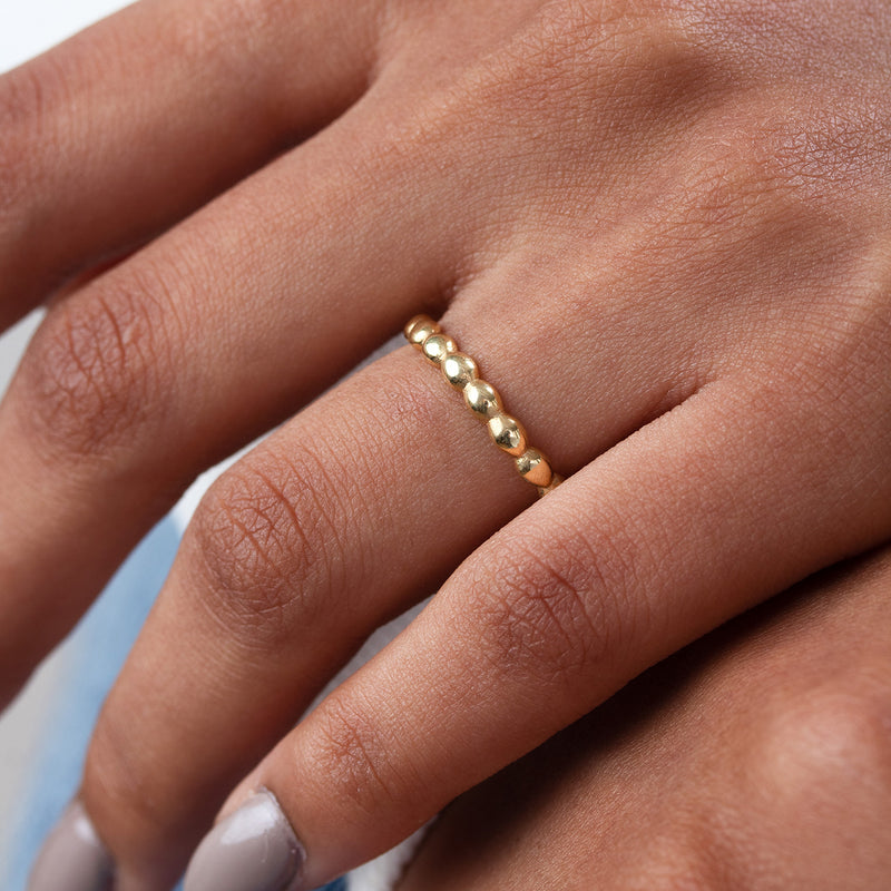 14k Marquise Bubbles Narrative Ring Stack