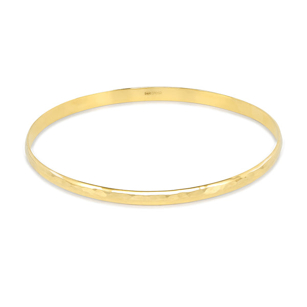 9k Gold 4mm Hammered Nomad Bangle