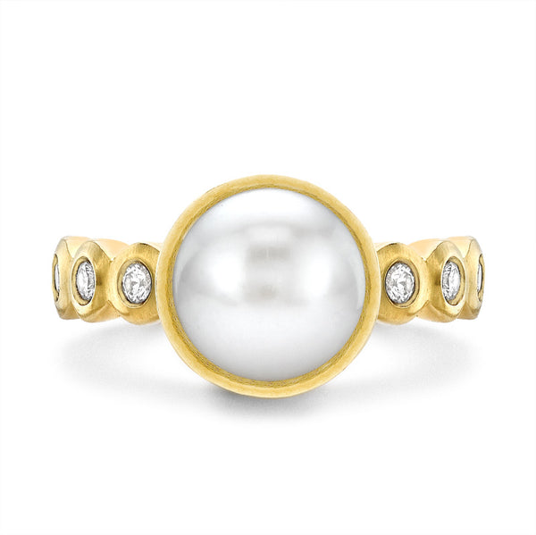 14k Gold Solitaire Pearl Dewdrop Ring