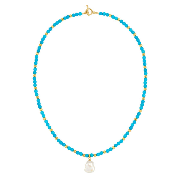 Men's Turquoise & Keshi Pearl Necklace