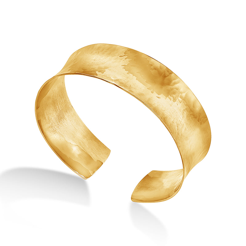 Solid Gold Hammered Concave Cuff