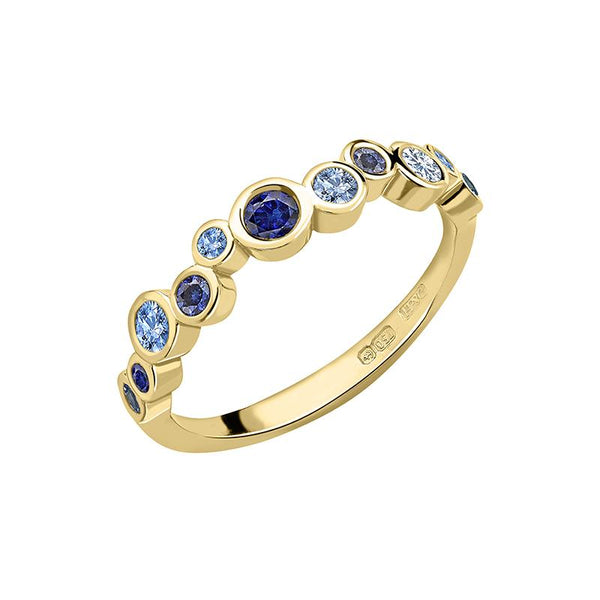 18k Blue Sapphire & Aquamarine Cascade Ring - 0.50ct