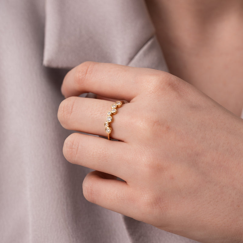 Diamond Cascade Ring 18k Gold Diamond Fine Cascade Wraparound Ring