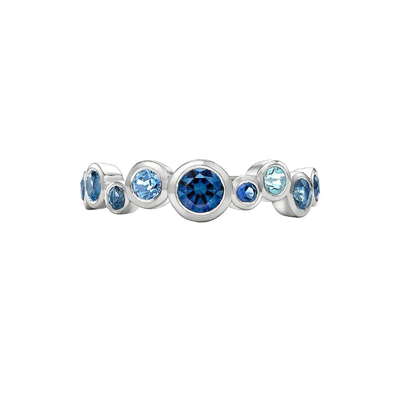 18k Blue Sapphire & Aquamarine Cascade Ring - 0.75ct