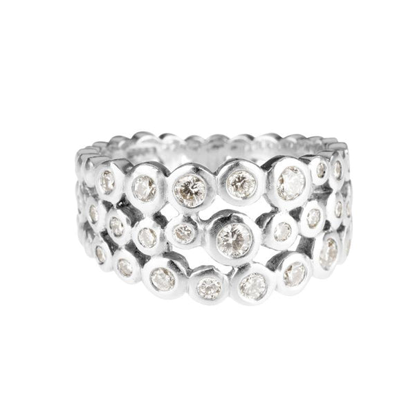 18k Gold & Diamond Triple Row Dotty Ring - 1.00CT