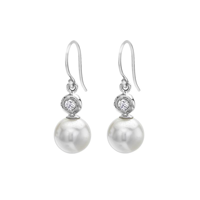 18k Pearl & Diamond Drop Earrings