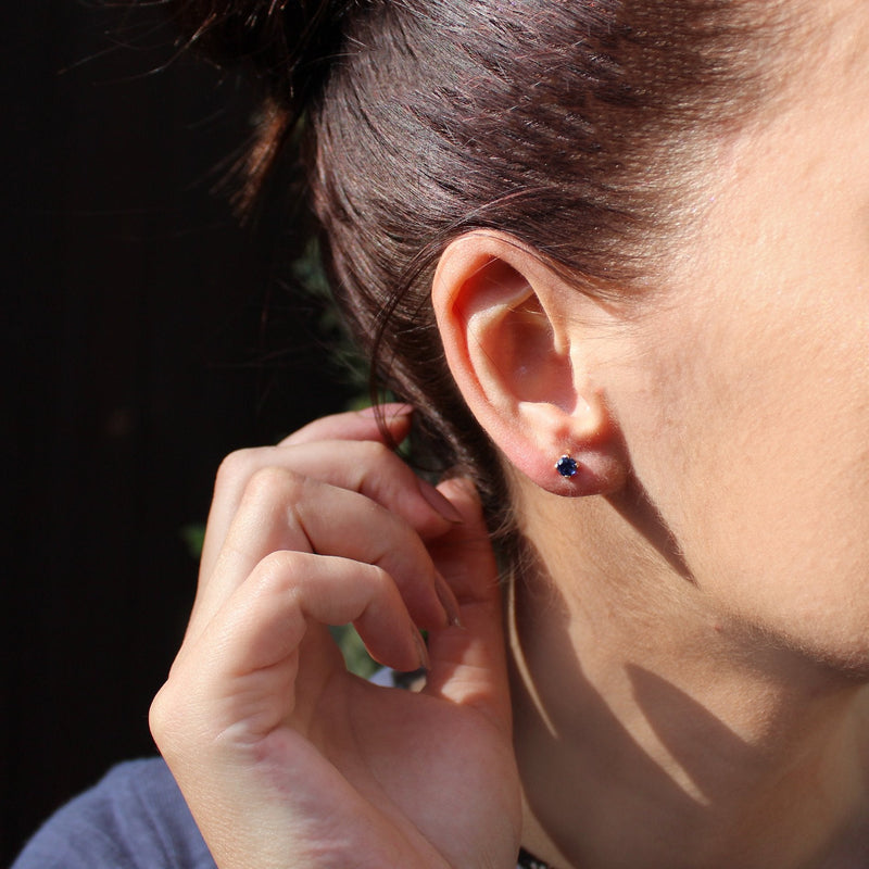 14k Gold & Sapphire Stargazer Studs