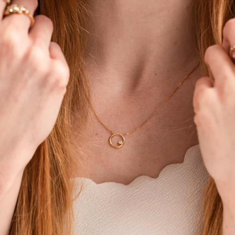 18k Gold & Diamond Eternal Circle Pendant