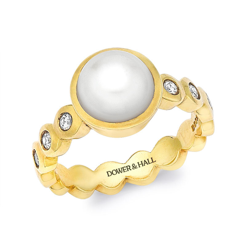 14k Gold Solitaire Pearl Dewdrop Ring