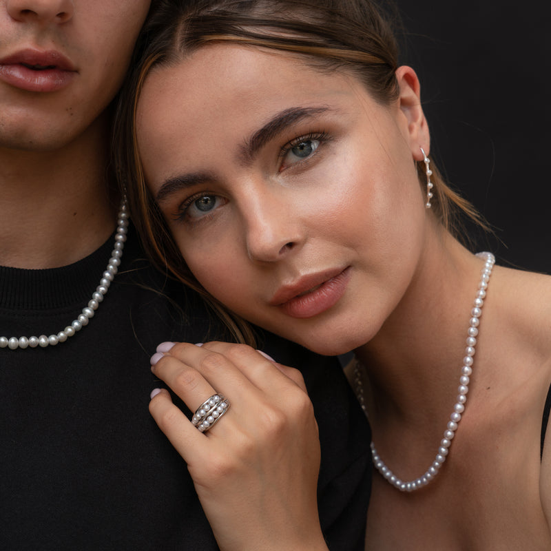 Dower-and-Hall-9k-Gold-&-Pearl-Waterfall-Ring