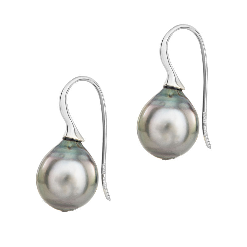 9k Gold & Tahitian Pearl Waterfall Ear-wire Drops