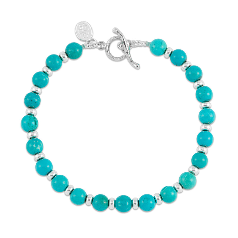 Men's Green Turquoise & Halo Bead Bracelet