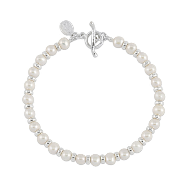 Men's White Pearl Halo Bracelet
