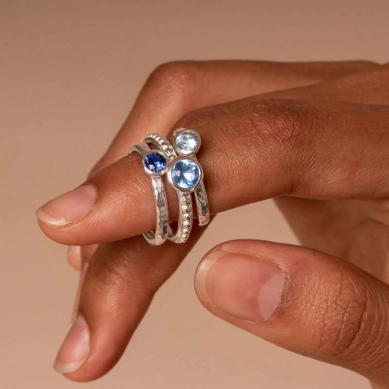 5mm White Topaz Granular Dotty Twinkle Ring